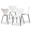 Baxton Studio Jaden ModernWhite Plastic and Black Metal Dining Chair Set (4PC) 194-4PC-12031-ZORO